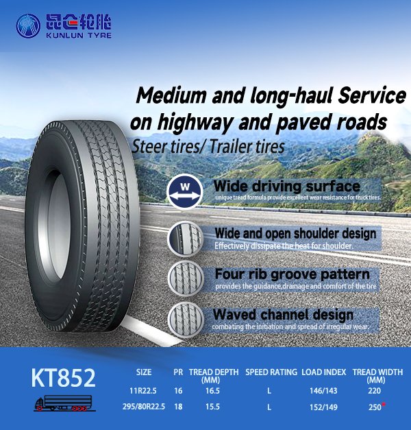 Preferred tire for medium and long-haul transport: KT852 1
