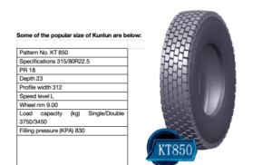KT850 315 80r22 5 tire